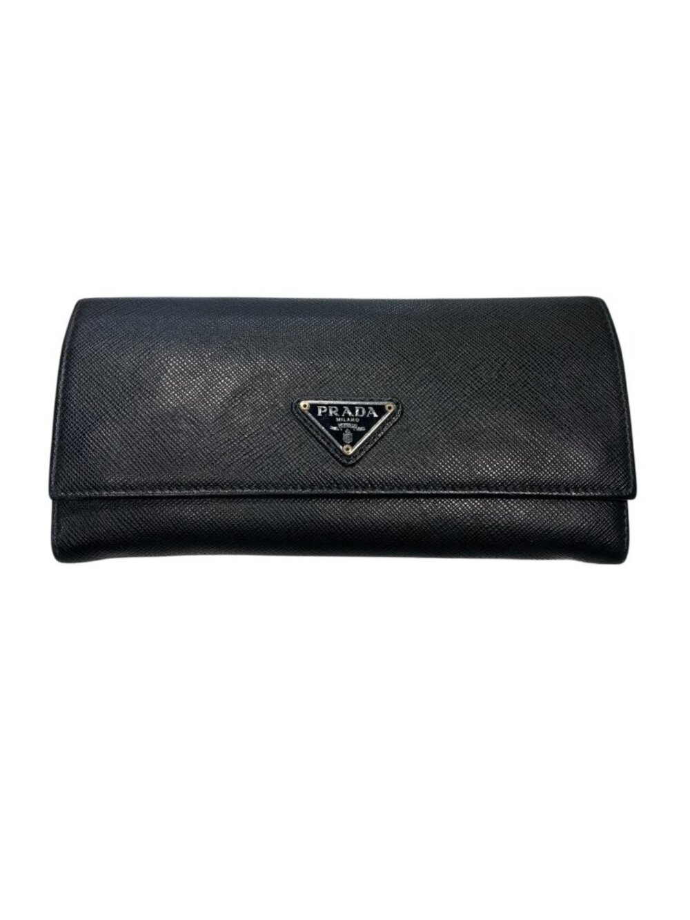 Prada Wallet Flap Leather Black